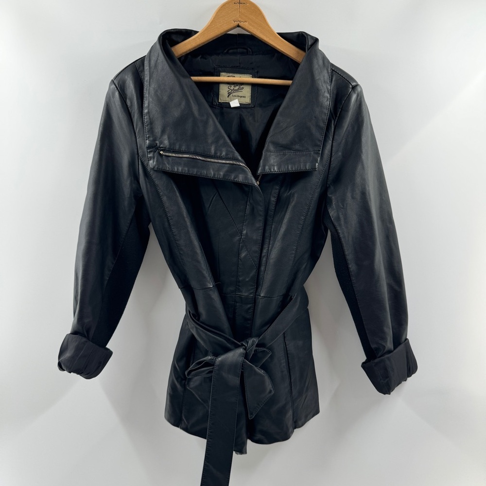Catwalk Studio Los Angeles Black Imitation Leather Jacket Size Large
